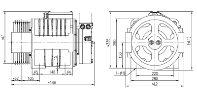 TORIN ERSC Traction Machine Dimension