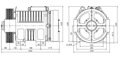 TORIN ERSL Traction Motor Dimension