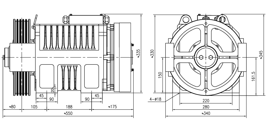 TORIN ERSL Traction Motor Dimension