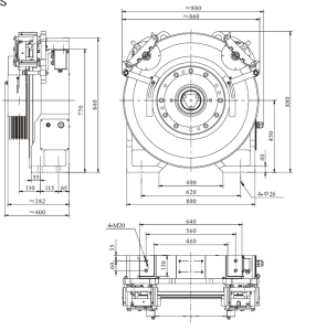 Torin GTW5A Traction Motor dimension