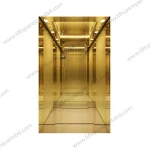 Luxury Titanium Gold Mirror Etching Residential Lift Cabin