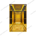 Premium Titanium Gold Mirror Stainless Steel Passenger Elevator Cabin