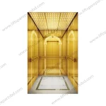 Titanium Gold Mirror Etched Stylish Passenger Elevator Cabin
