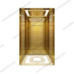 Titanium Gold Mirror Luxury Passenger Elevator Cabin
