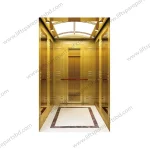 Titanium Gold Mirror Stainless Steel Etched Passenger Elevator Cabin