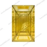Titanium Gold Stainless Steel Luxury Passenger Elevator Cabin