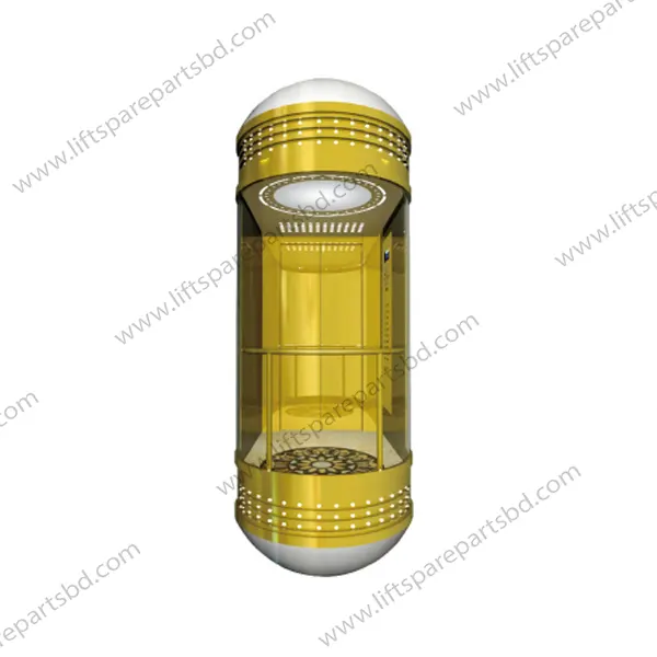 Titanium Mirror Etched Stainless Steel Observation Elevator Cabin