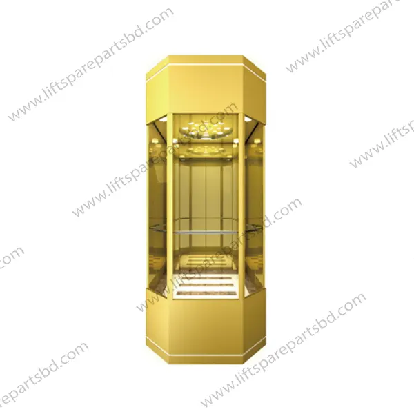 Titanium Mirror Etching Stainless Observation Lift Cabin