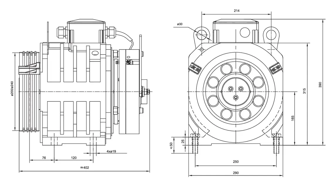 XIZI GETM1.9D Gearless Elevator Traction Machine